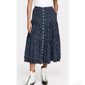 Marc Jacobs Dark Blue Polka Dot Midi Skirt